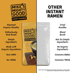Mike's Mighty Good rich broth swirling with noodles and aromatics