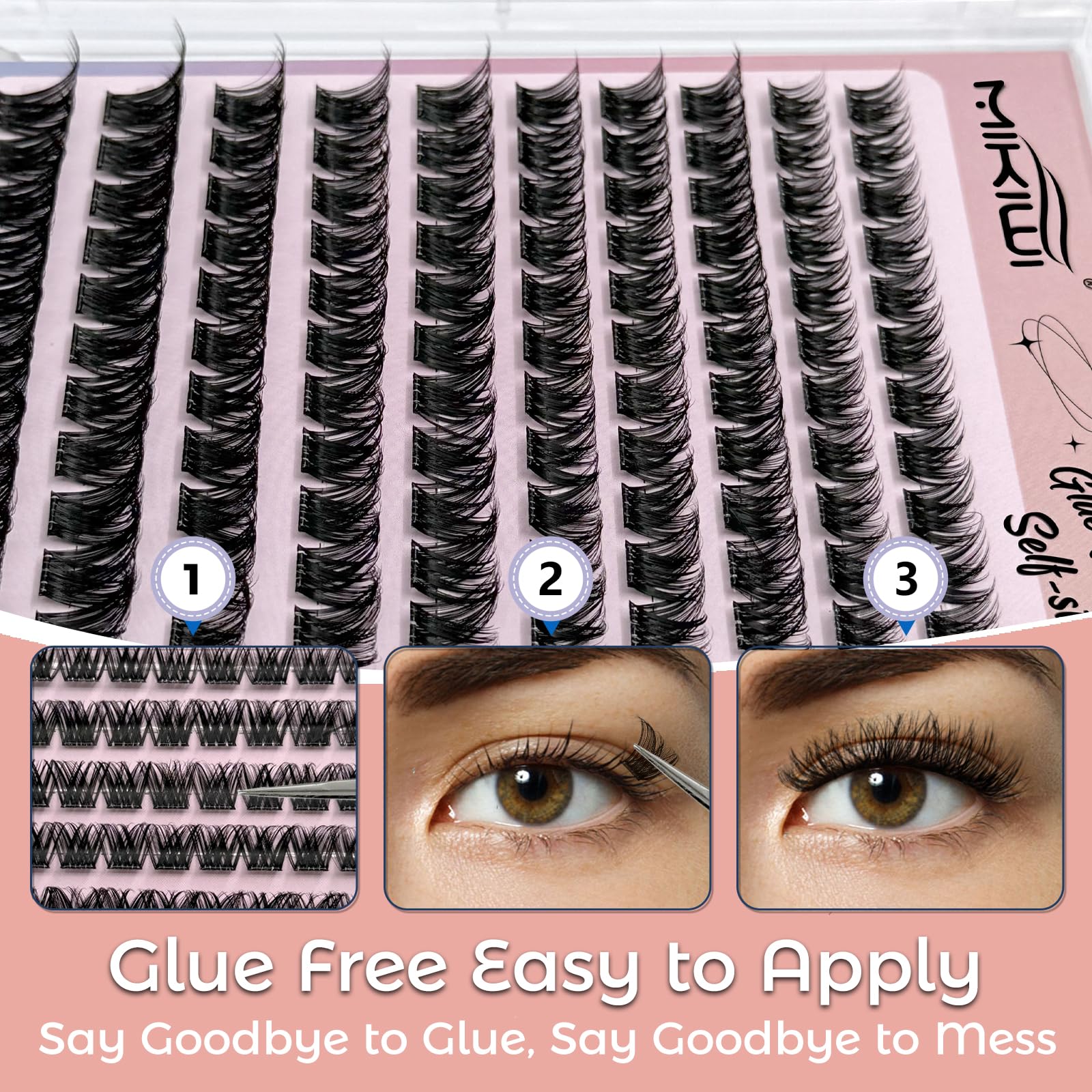 MIKIWI self-adhesive lashes with easy placement for busy mornings.