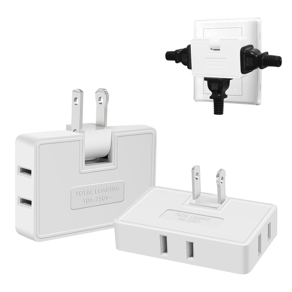 MIKWOAB 3way flat outlet extender enables triple plugs without wall interference.