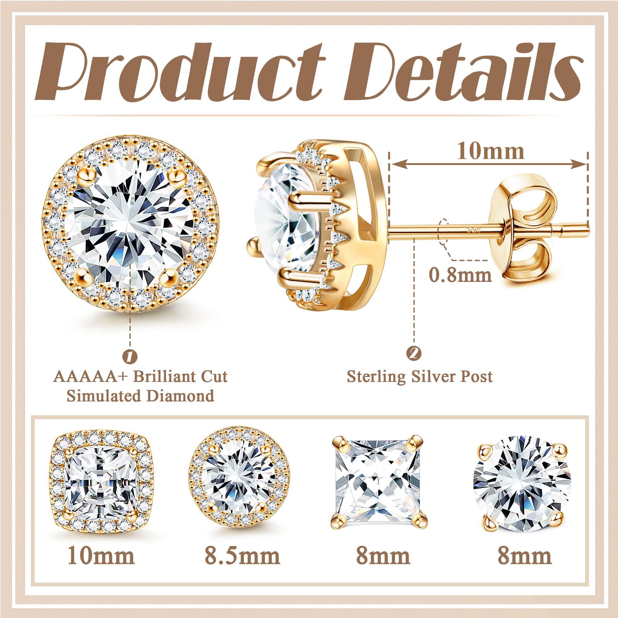 MILACOLATO brilliant-cut cz 8-10mm large sparkle for special events and dazzled looks.