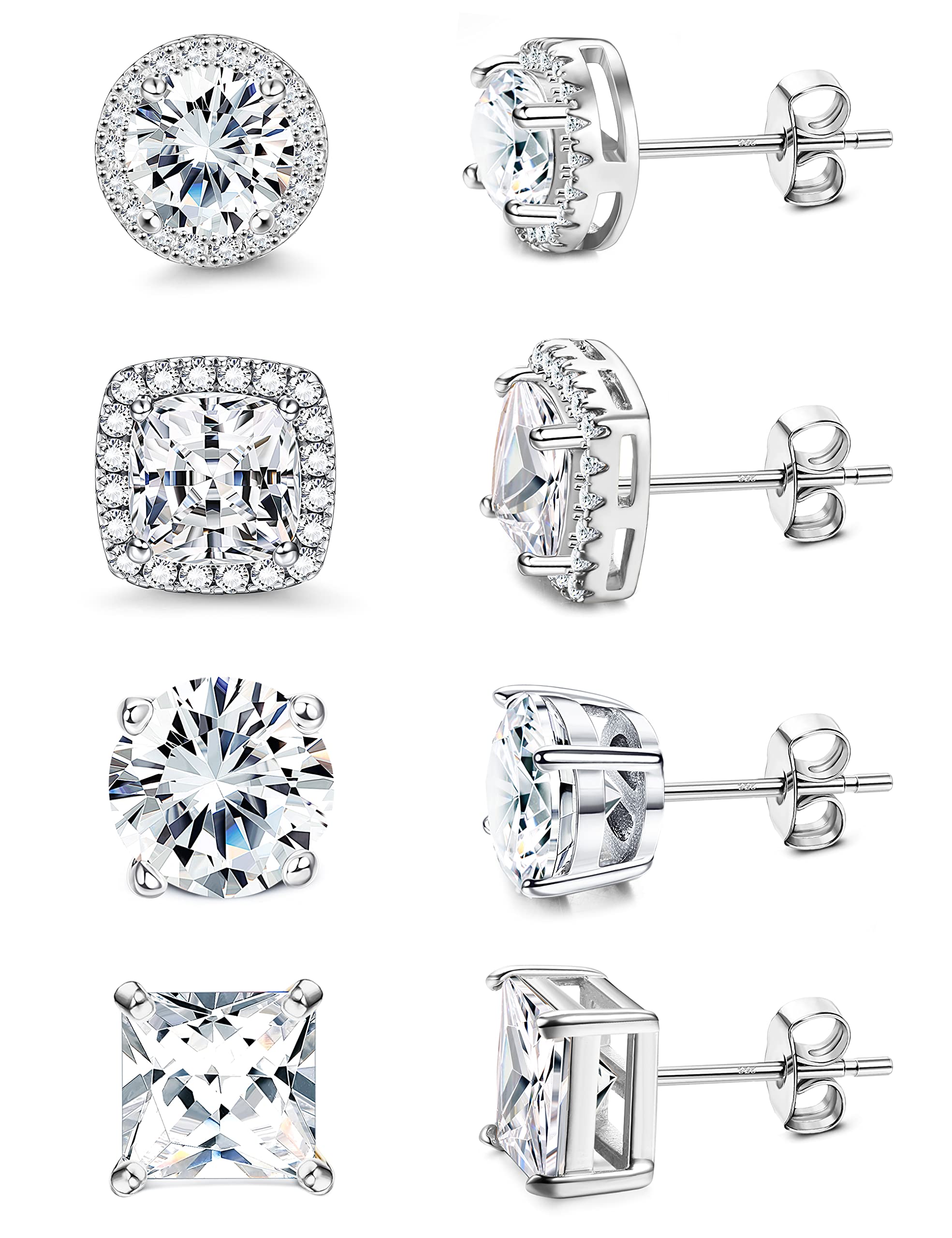 Milacolato cubic zirconia halo earrings with 18K white gold plating add daily sparkle.