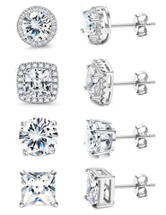 Milacolato cubic zirconia halo earrings with 18K white gold plating add daily sparkle.