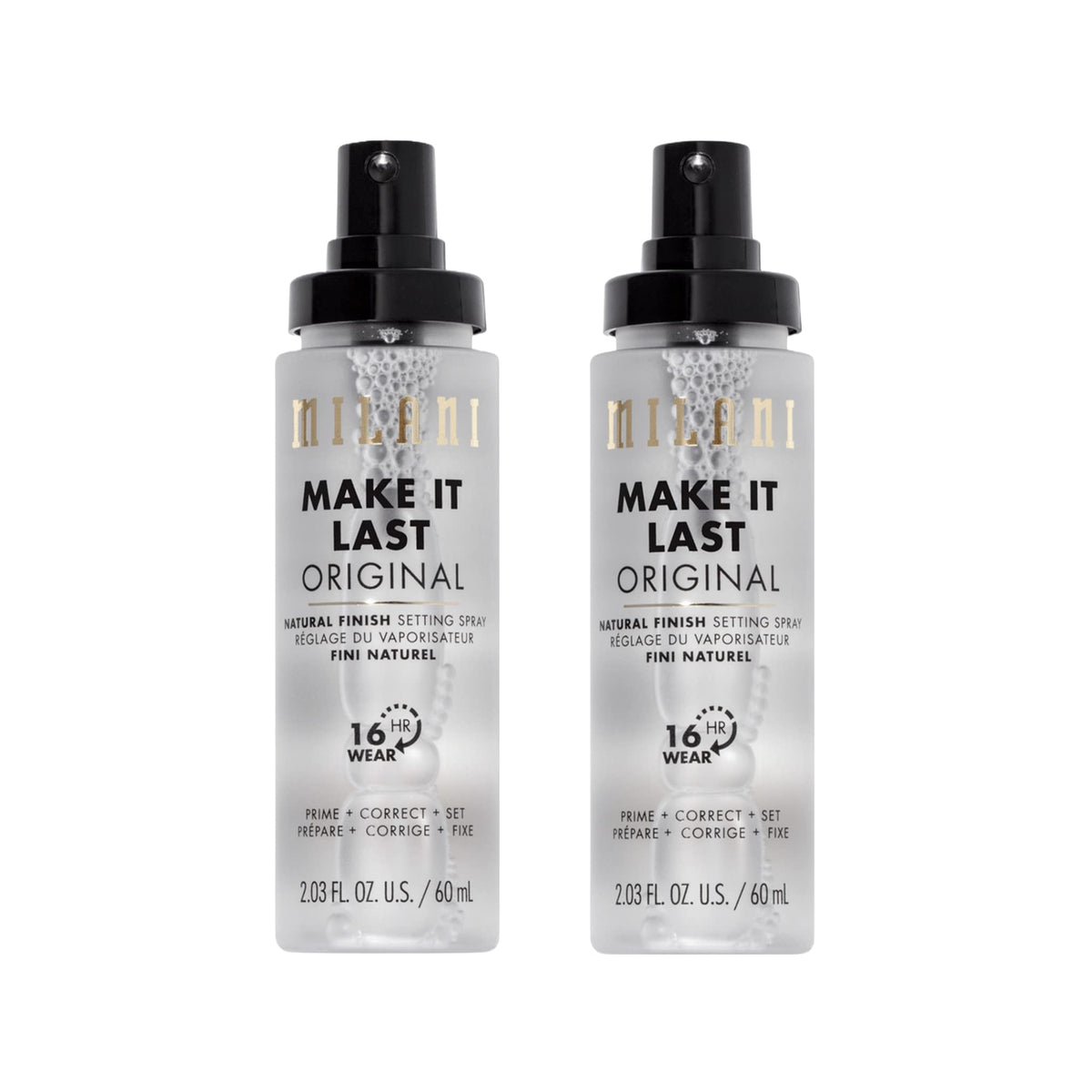 Milani Make It Last bottle front view for natural finish and hydration.