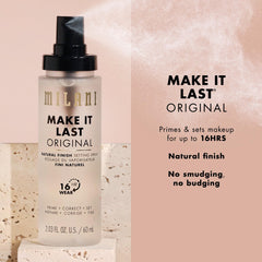 Milani Setting Spray Primer Niacinamide close-up emphasizing gentle hydration.