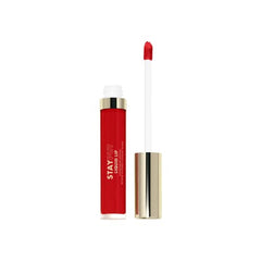 Milani Stay Put Lipstick close-up reveals transfer-proof matte finish on lips.