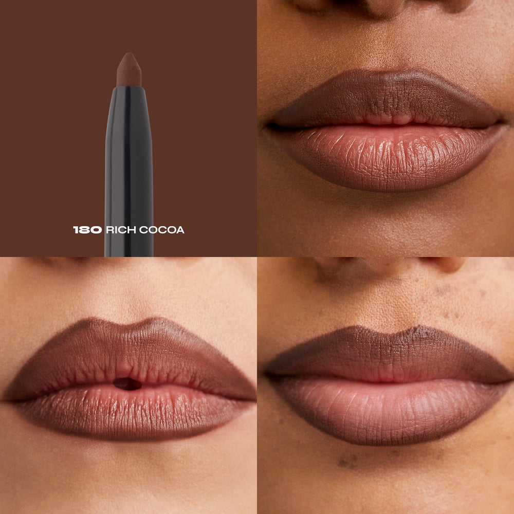 Retractable mechanism enables smooth, crease-free lining with Milani Rich Cocoa.