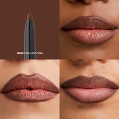 Retractable mechanism enables smooth, crease-free lining with Milani Rich Cocoa.