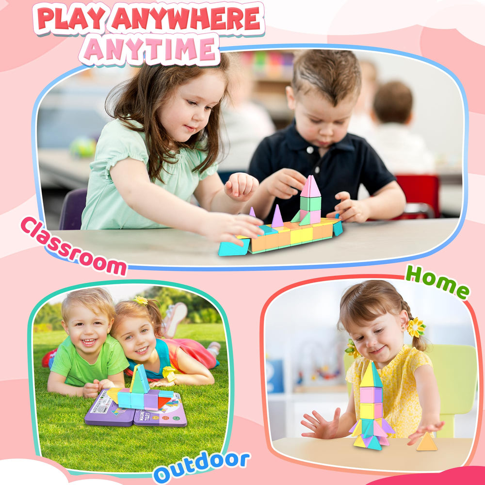 Milarji Mini Macaron Tiles support STEM learning through color and shape exploration.