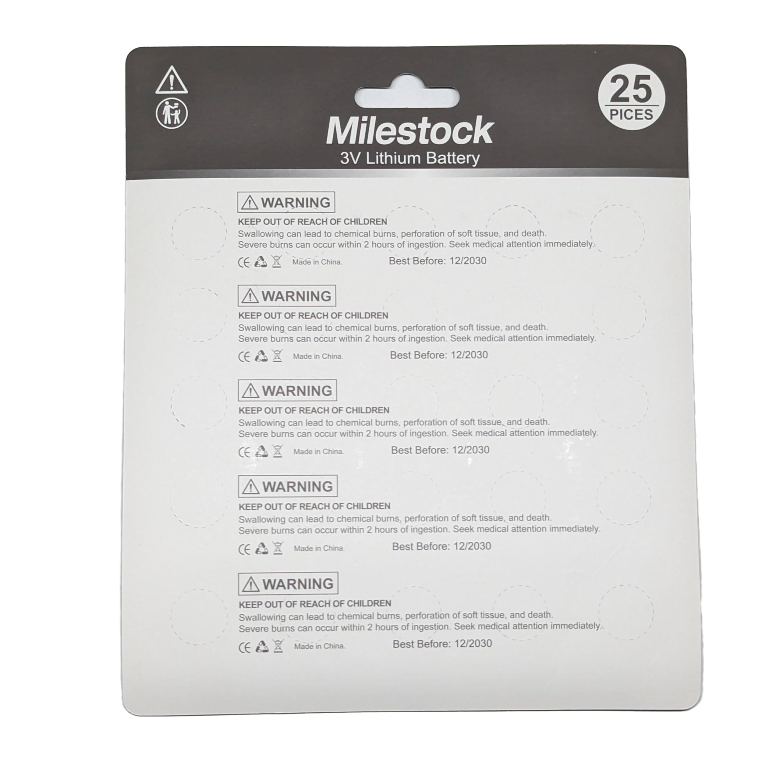 Milestock CR1620 coin-cell close-up, reliable power for small devices