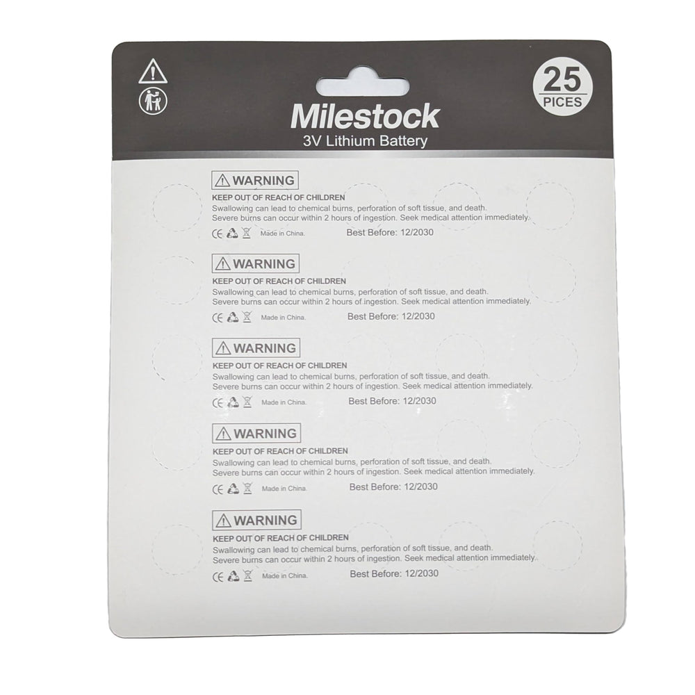 Milestock CR1620 coin-cell close-up, reliable power for small devices