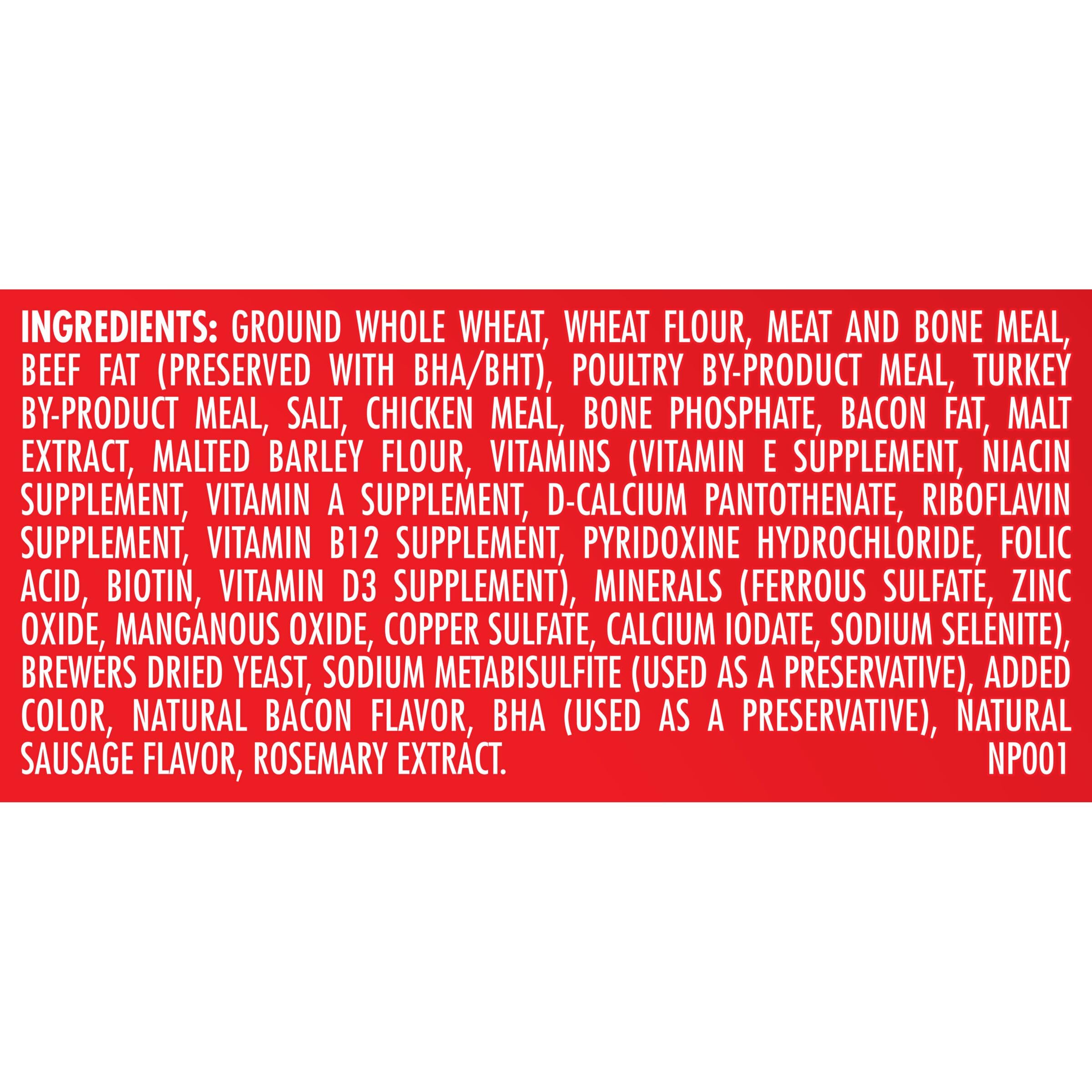 Milk-Bone Flavor Snacks nutrition-label close-up, highlights protein and minerals