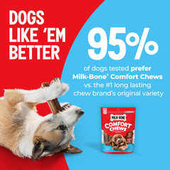 Dog enjoying a Milk-Bone Mini Comfort Chew during chew session