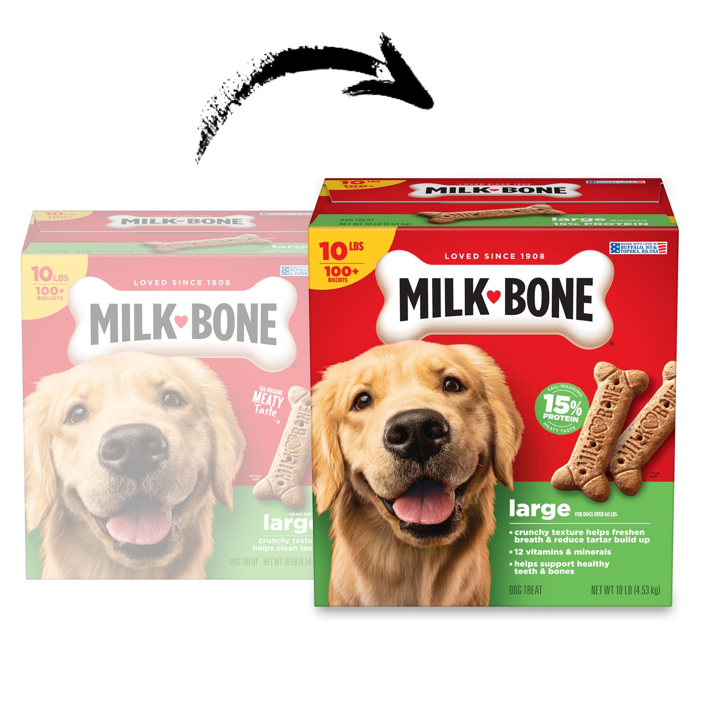 Milk-Bone Original biscuits close-up showing crunchy texture for rewards.