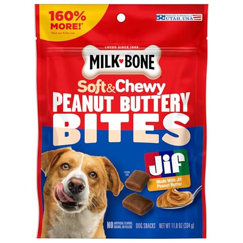 Assorted Milk-Bone Peanut Buttery Bites on a clean surface