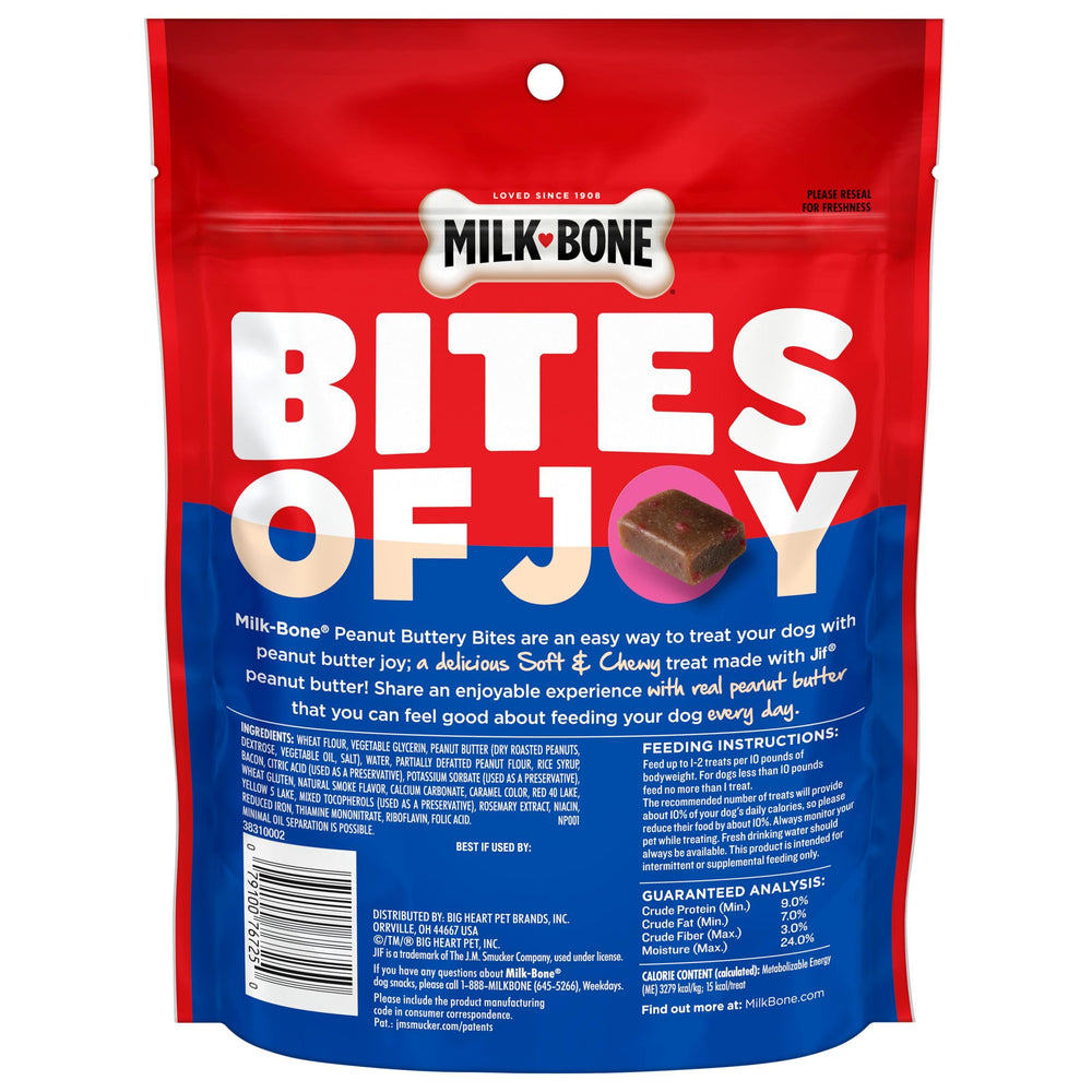 Dog enjoying a bite-sized Milk-Bone Peanut Buttery Bite