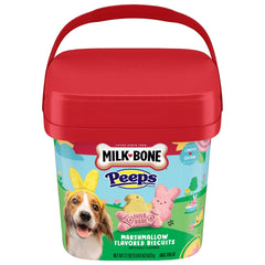 Milk-Bone PEEPS 22oz pail with bunny and chick shapes for Easter sharing