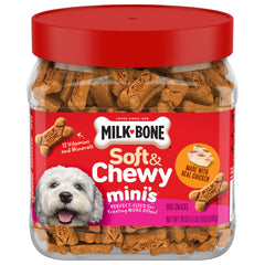 Milk-Bone Soft & Chewy Minis chicken-treat jar offering tasty daily rewards for dogs