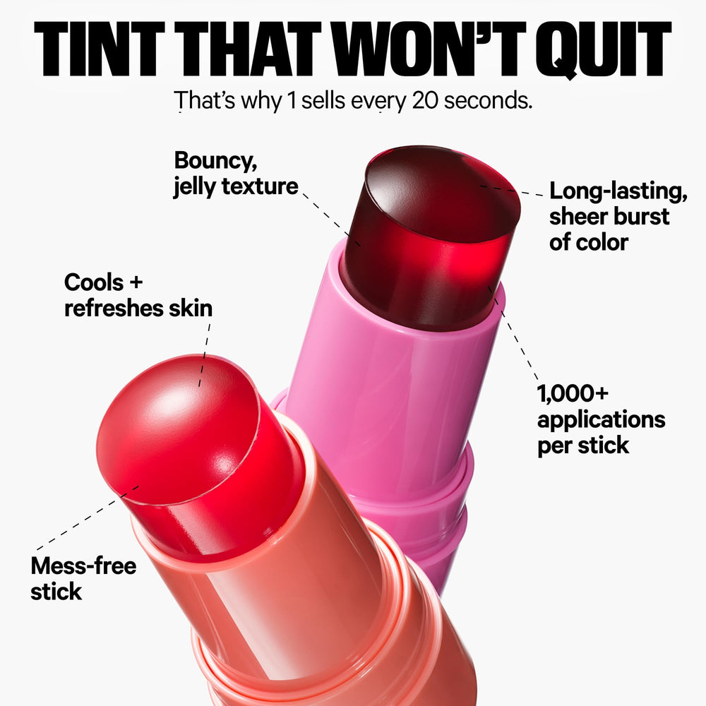 Cheek blending with Milk Jelly Tint for a natural blush swirl.