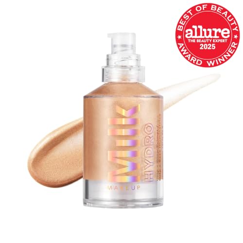 Milk Makeup Hydro Grip Glow Primer pump demonstrates comfortable crease free wear up to 12 hours