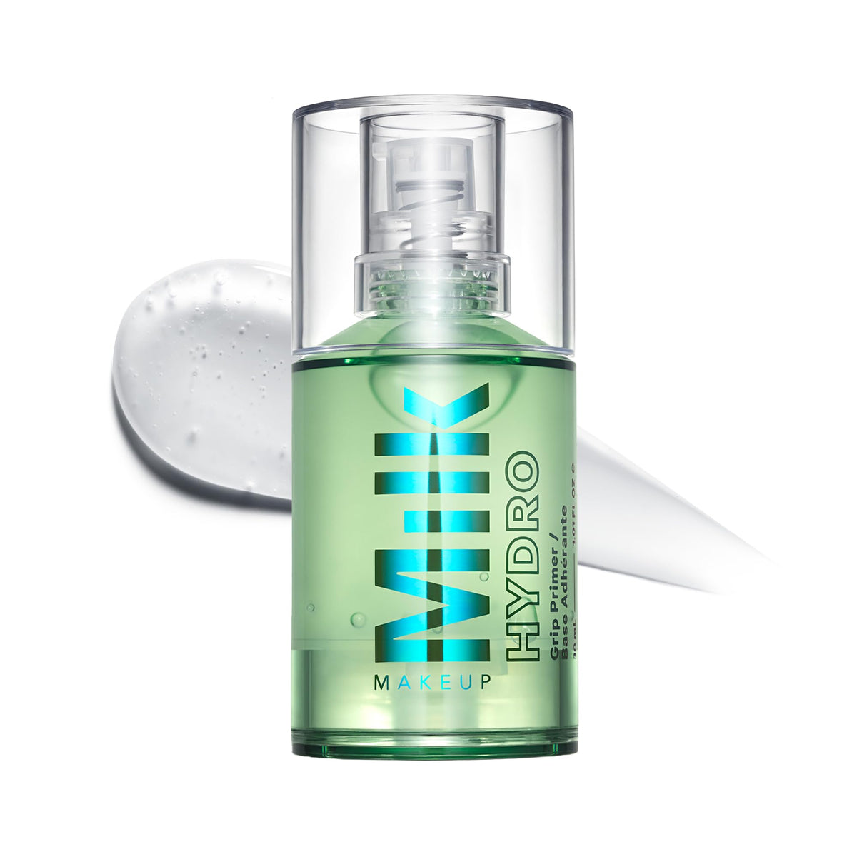 Milk Makeup Hydro Grip Primer bottle pump shows the clear gel for all-day hydration
