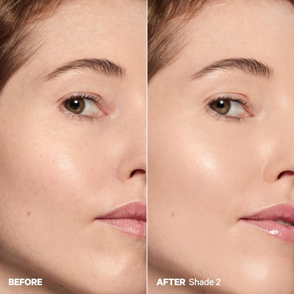 Milk Makeup Hydro Grip tint application closeup with fingers demonstrates seamless blend.