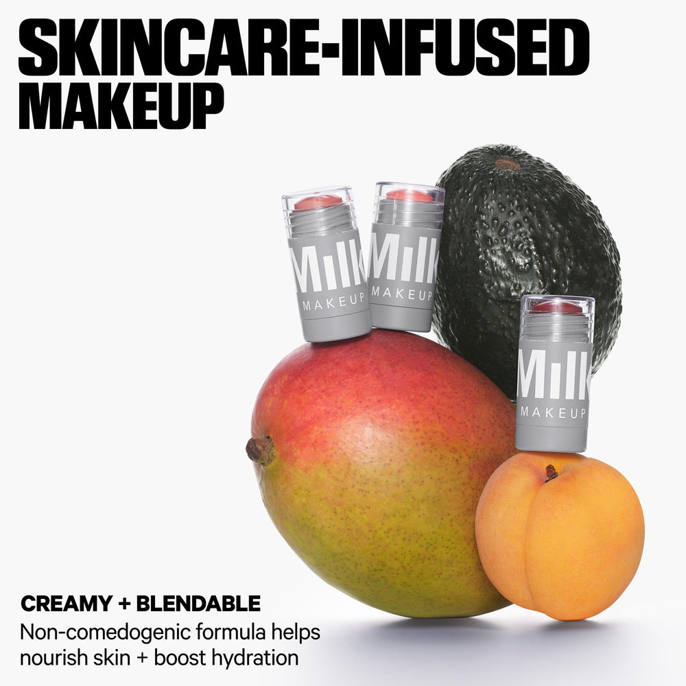 Creamy Lip and Cheek Stick blended on cheek for easy color