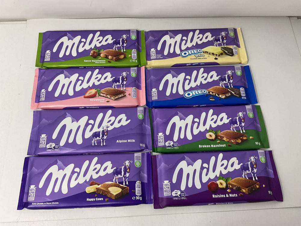 Milka eight-different-bars flavor sampler, ready for gifting