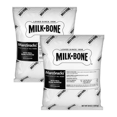 Milk-Bone MaroSnacks refill pack showing two 38-ounce bags for easy refills.