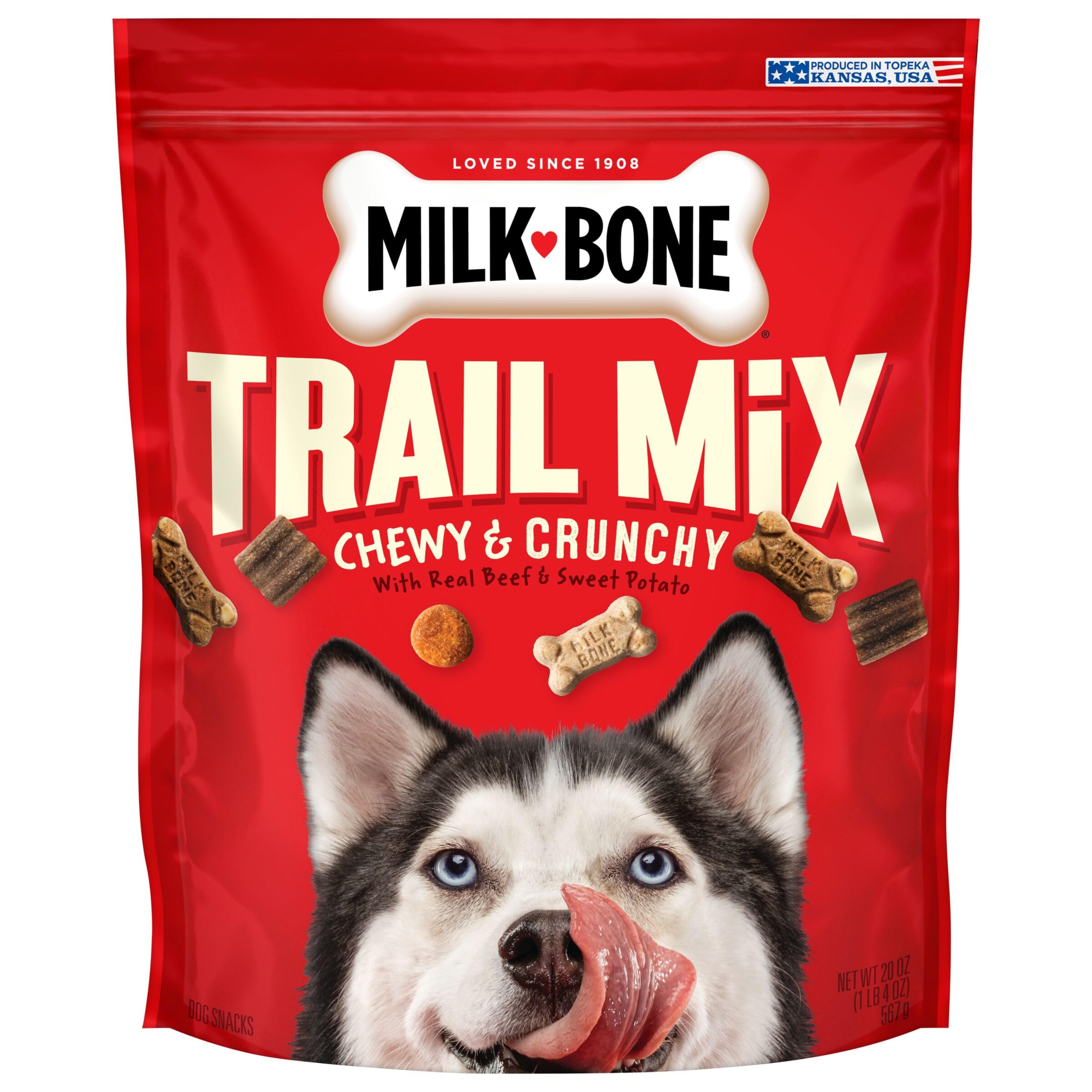 Milk-Bone Trail Mix treats in a bag, ideal for daily rewards