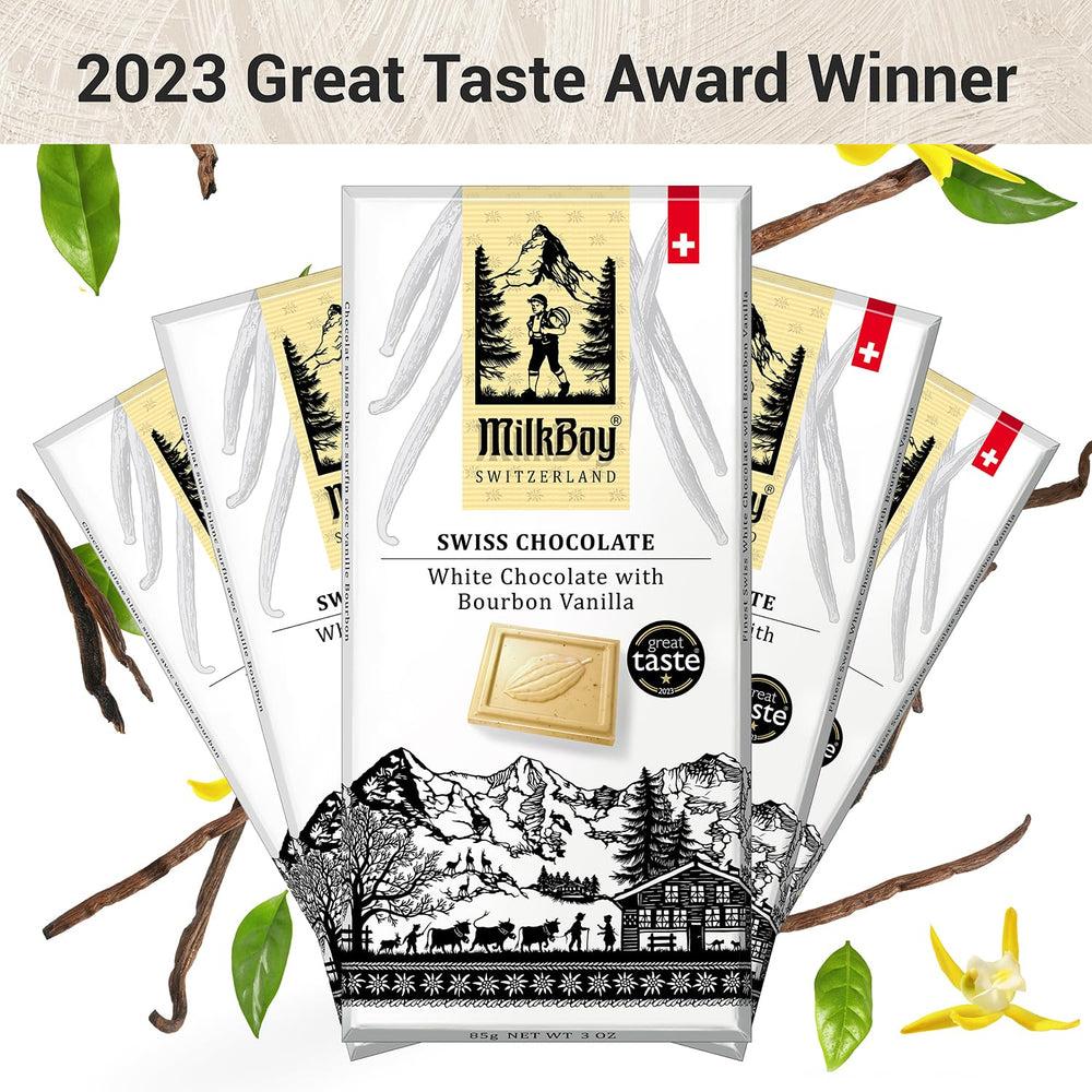 MilkBoy bars feature sustainably sourced cocoa beans for ethical flavor.
