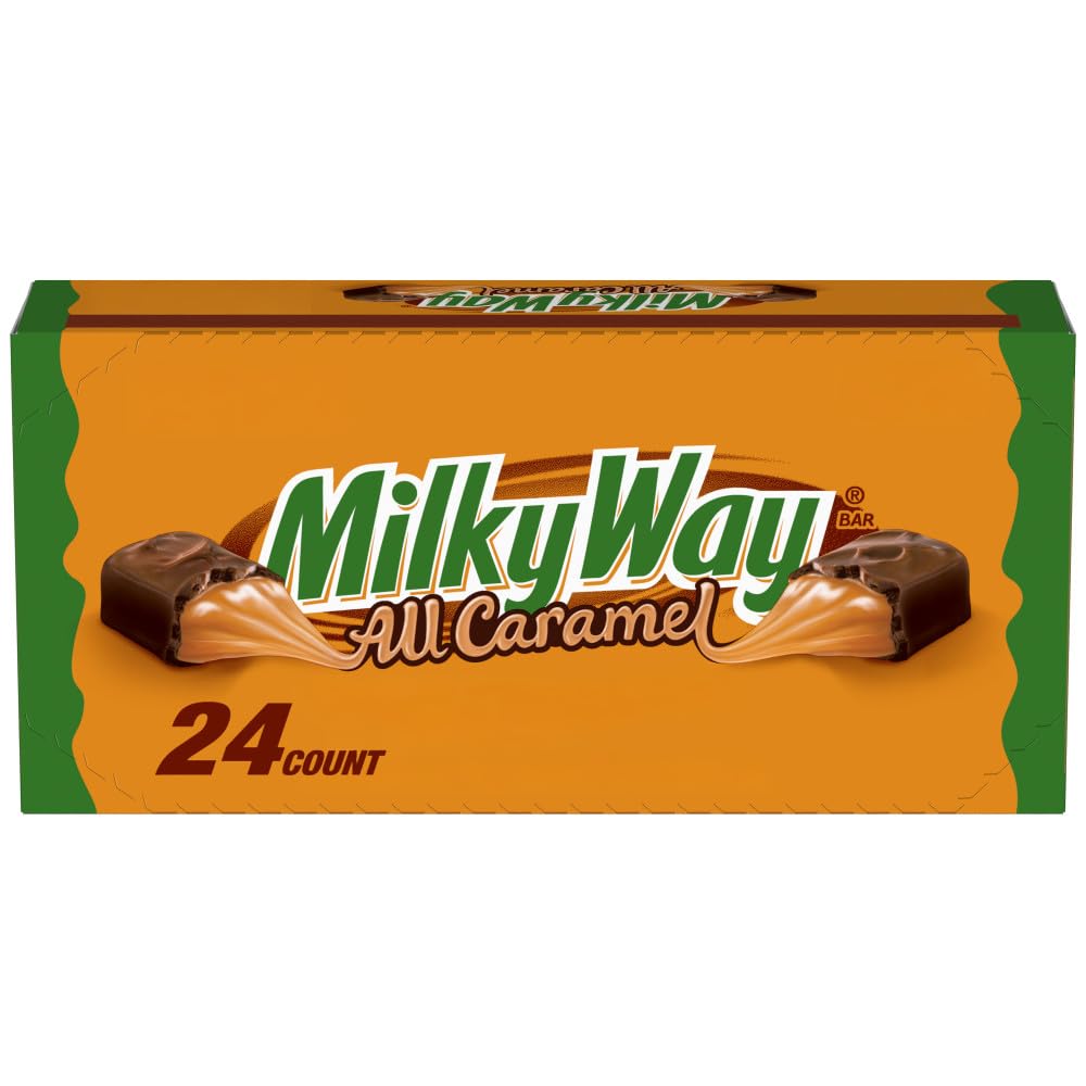 Milky Way All Caramel bar pack on display; convenient 24-pack for sharing.