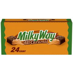 Milky Way All Caramel bar pack on display; convenient 24-pack for sharing.