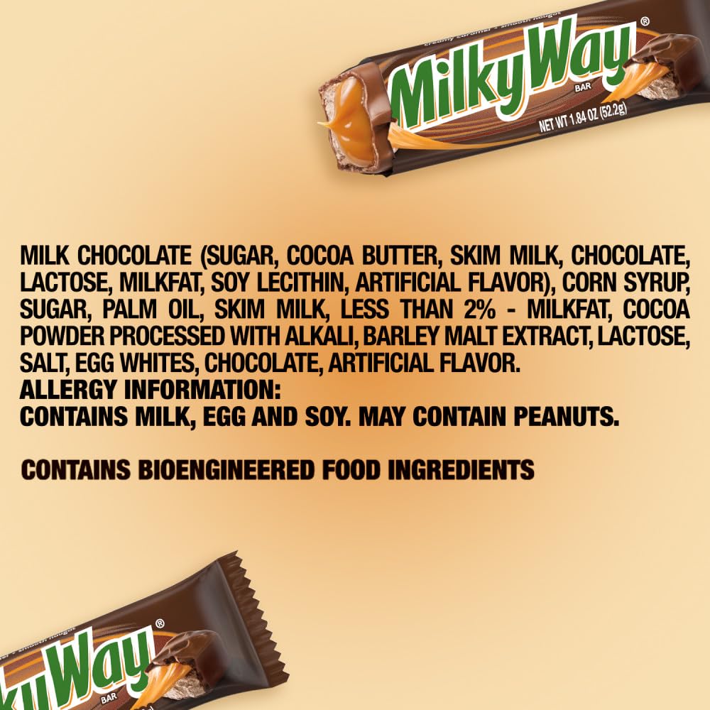 Milky Way bulk pack back view highlighting 1.84 oz bars for convenience.