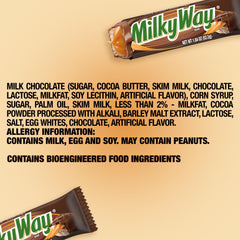 Milky Way bulk pack back view highlighting 1.84 oz bars for convenience.