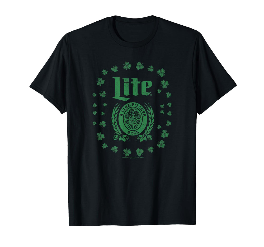 Miller Lite St. Patrick's Day distressed tee, casual wear for celebrations