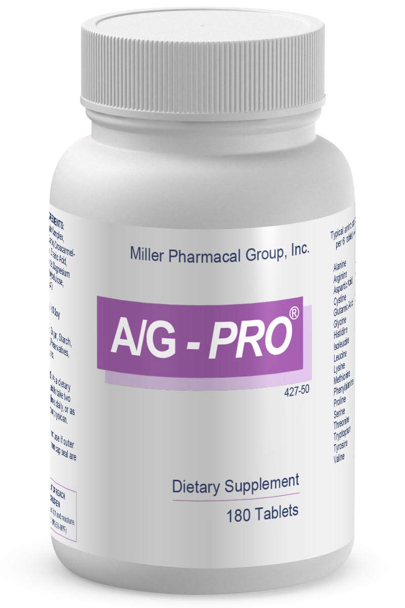 Miller Pharmacal A/G Pro tablets front view for daily amino acid support.