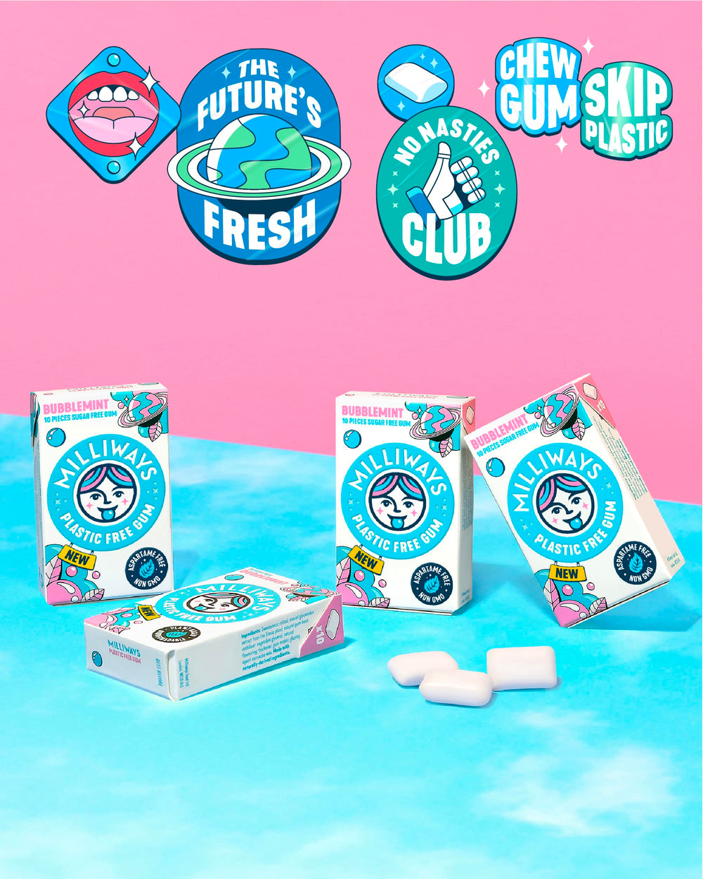 Milliways Bubblemint allergen-free label supports diverse diets.