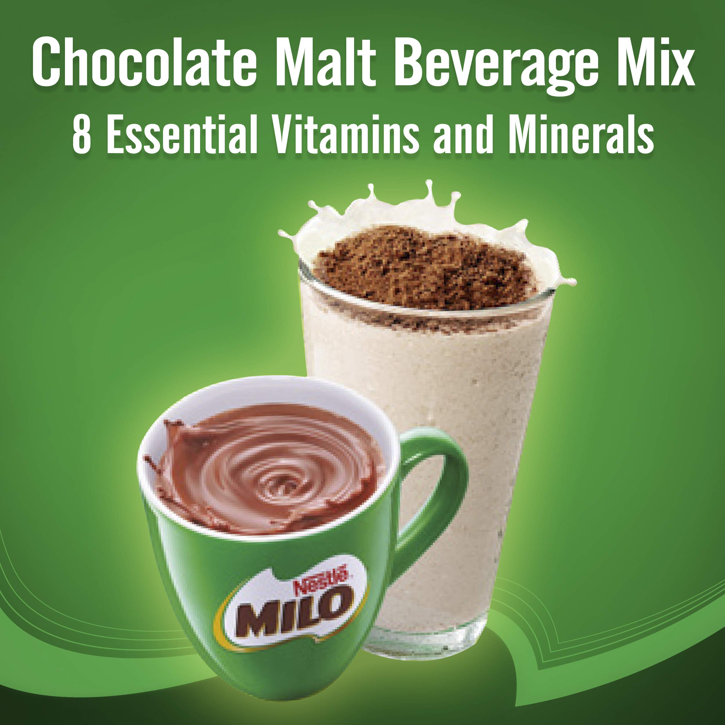 MILO nutrition panel highlights vitamins and minerals for everyday activity.