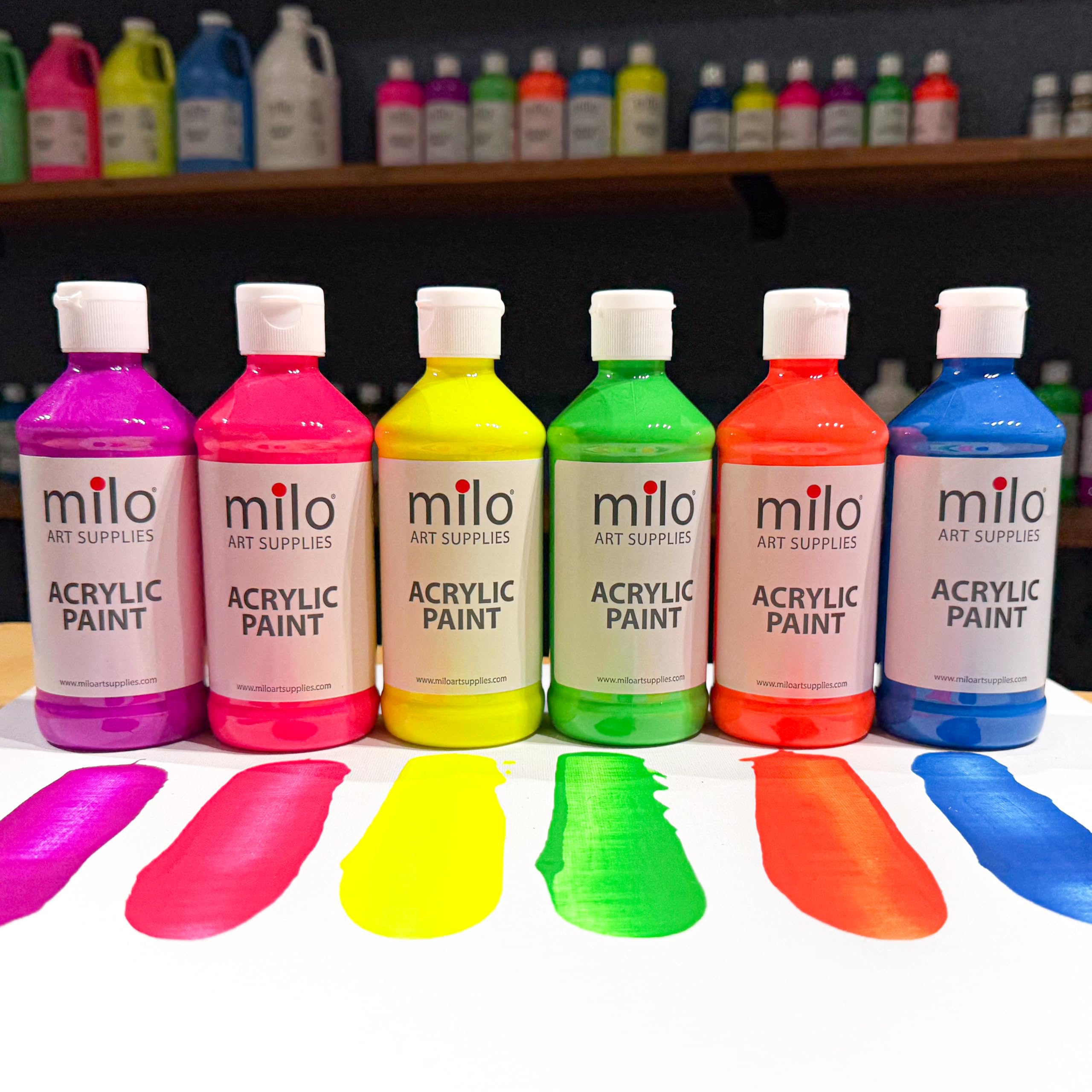 Milo fluorescent blue acrylic paint bottle for cool neon highlights