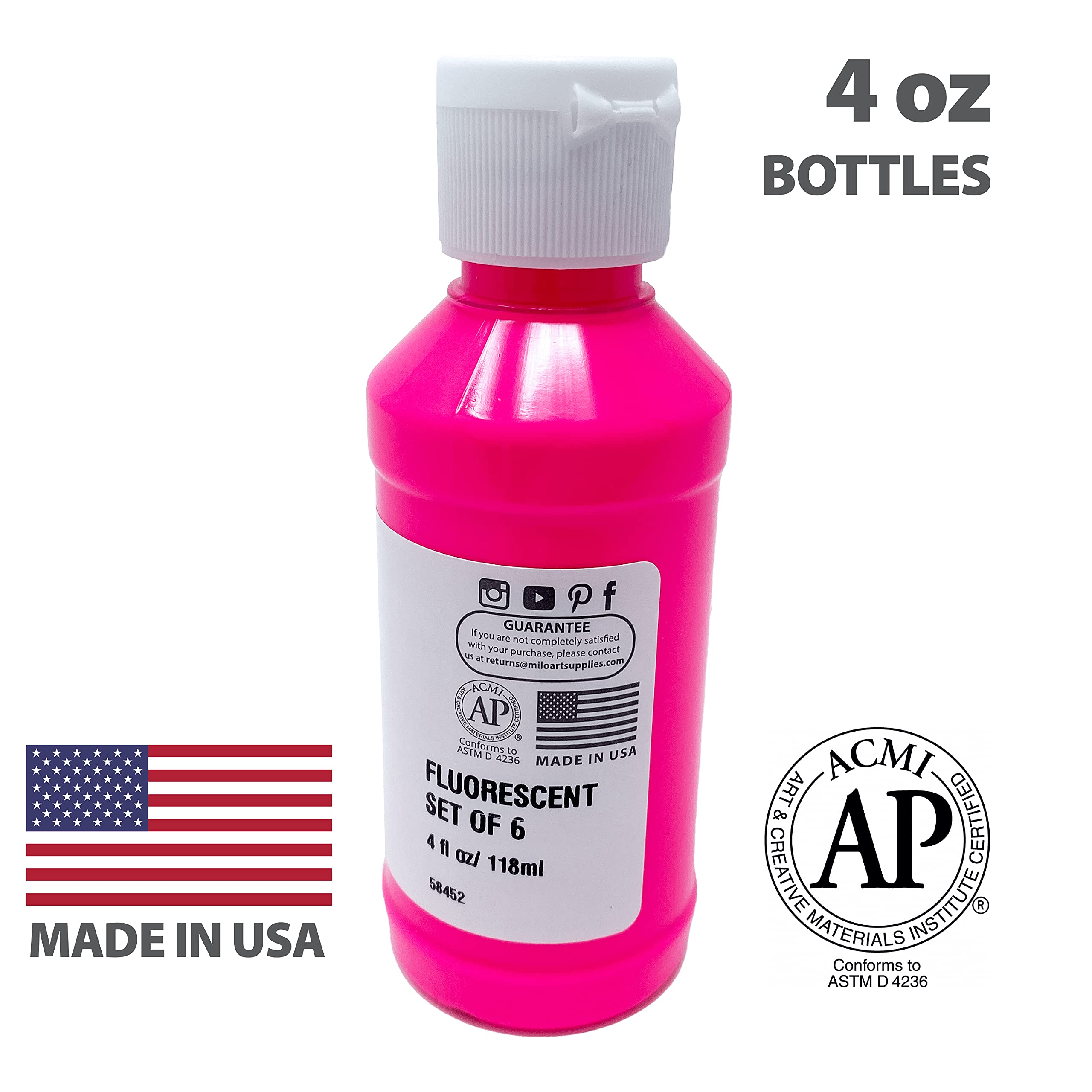 Milo fluorescent orange acrylic paint bottle for dynamic neon tones