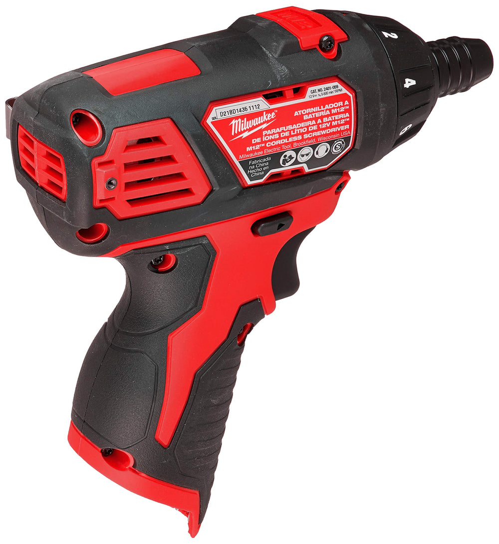Milwaukee 2401-20 quick hex bit change for efficiency.
