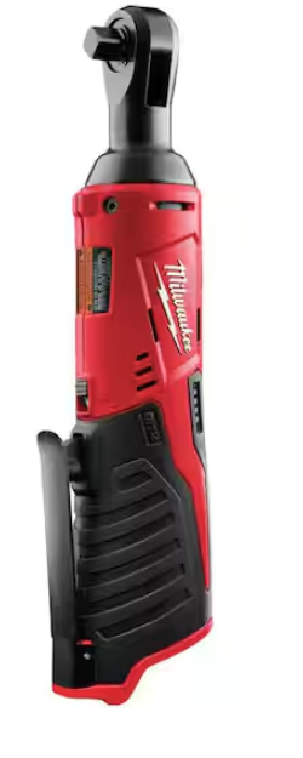 Milwaukee 2457-20 front view: compact M12 ratchet for tight spaces and accessibility