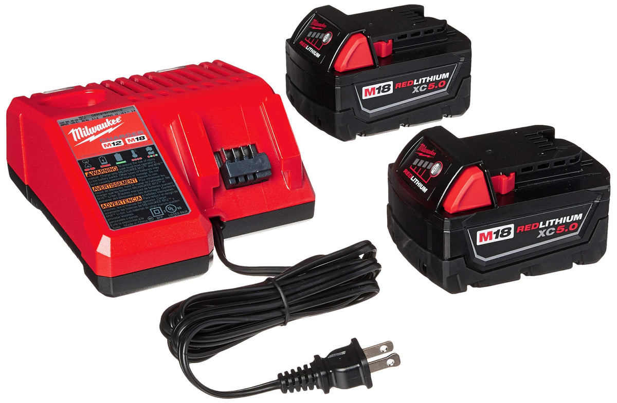 Milwaukee 48-59-1850 battery pack side view highlighting extended runtime.