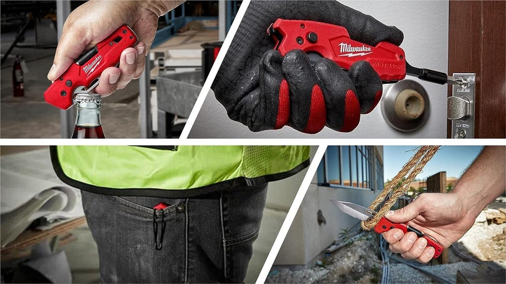 Milwaukee FASTBACK in-use view demonstrates multitool versatility.