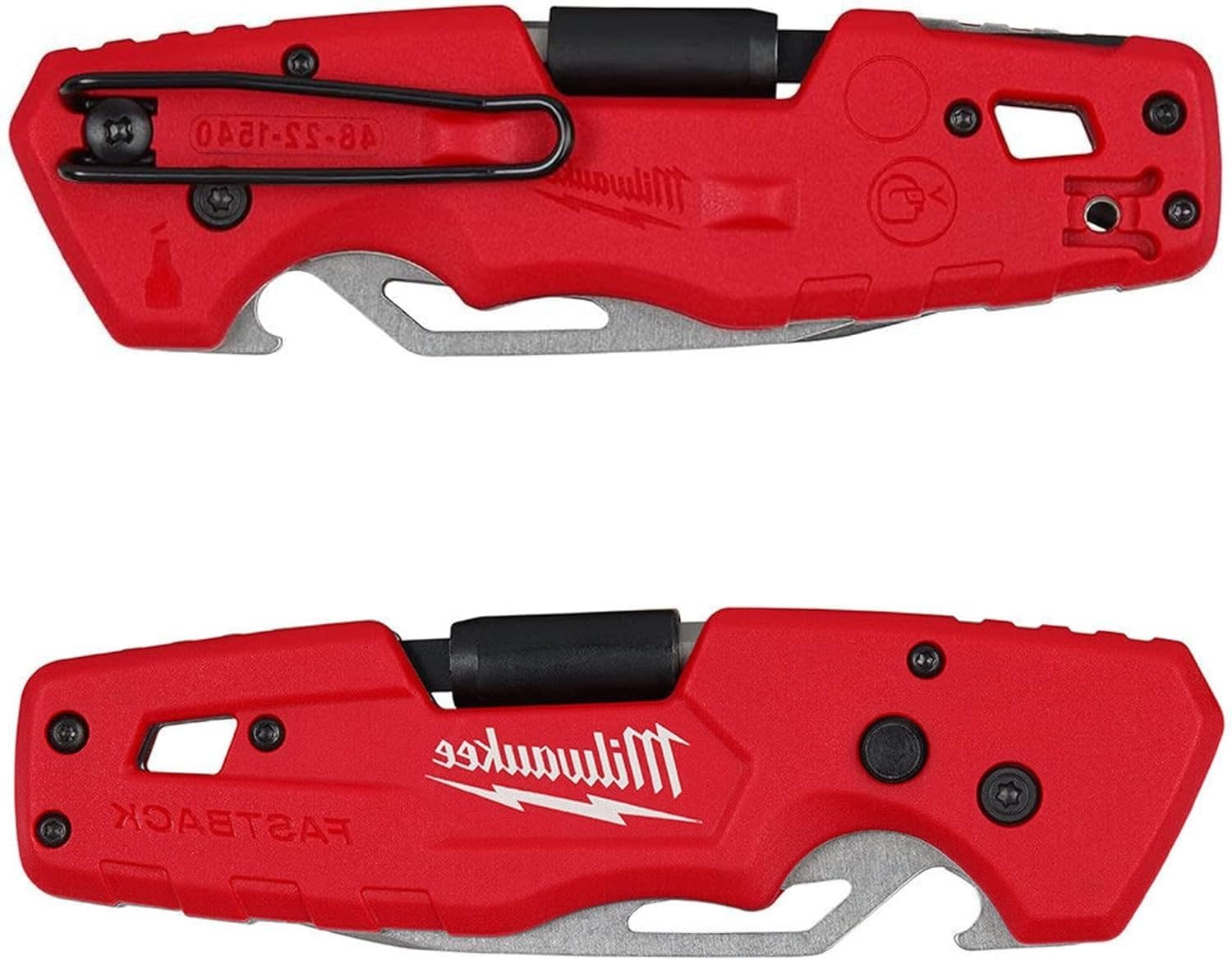Milwaukee FASTBACK side profile shows compact, red-black handle.
