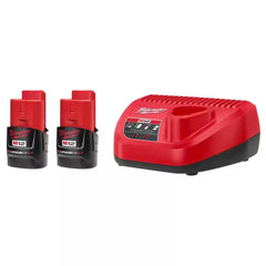 Milwaukee M12 REDLITHIUM 2.0 compact battery pack image delivering extended runtime for cordless tools.