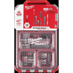Milwaukee Shockwave 100pc impact driver bit set with Packout case for organized on-site tasks