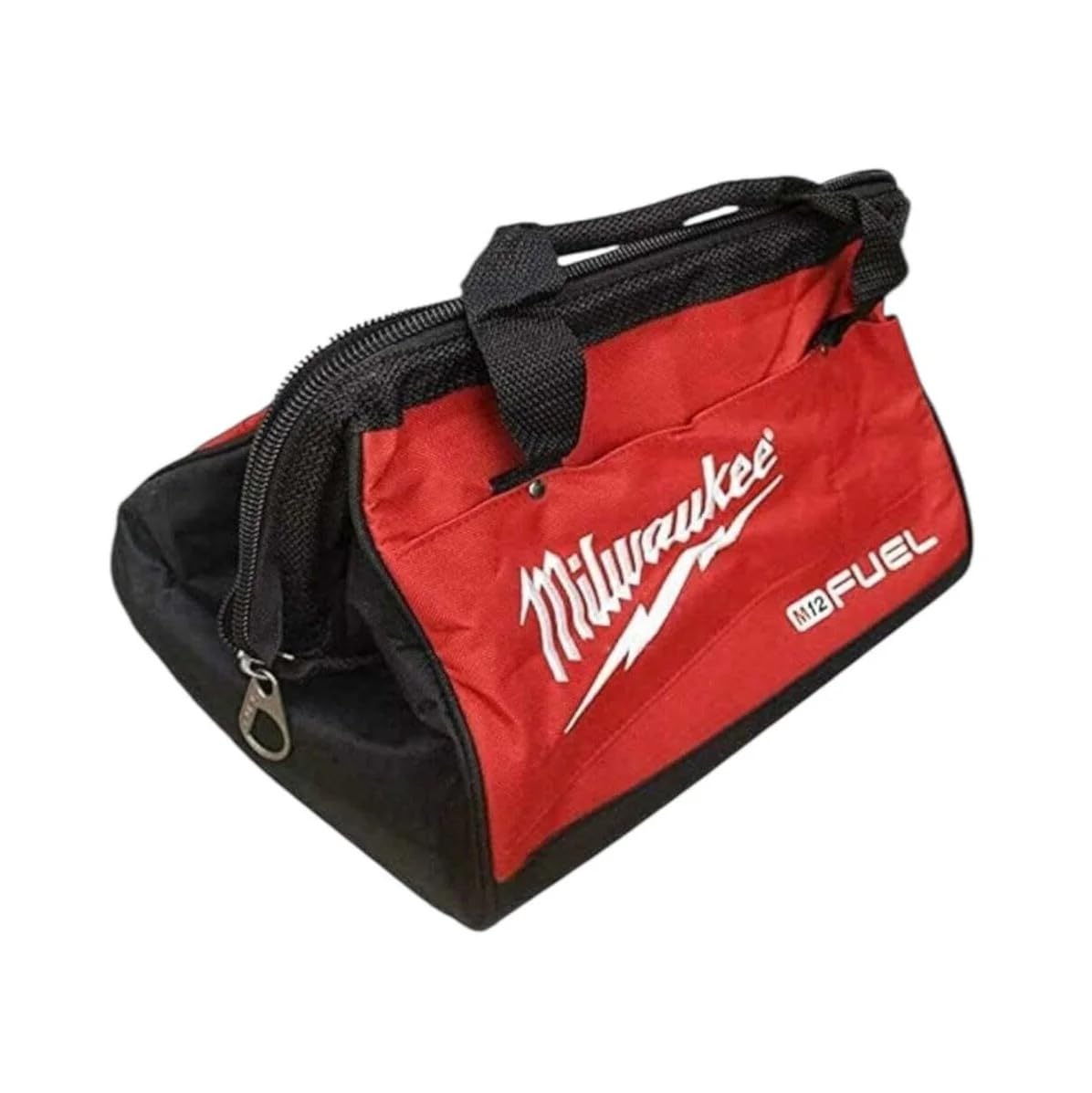 Milwaukee tool bag shows ballistic nylon construction for durable protection.