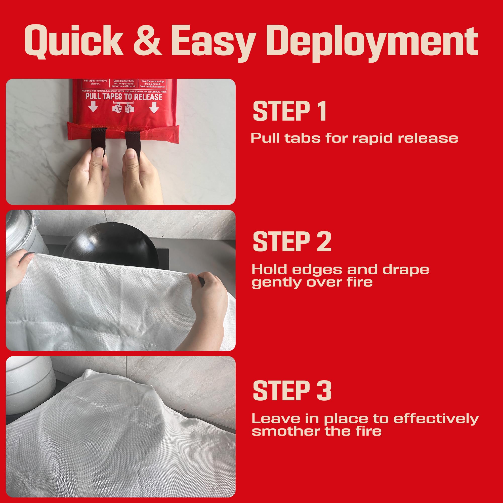 MIMEAQIER no-mess fire blanket leaves no residue or fumes