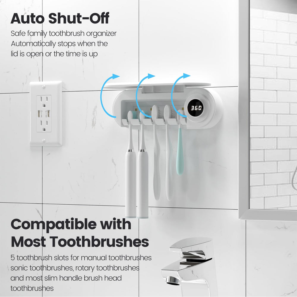 Cordless refresh feature safely cleans bristles between uses without removing unit